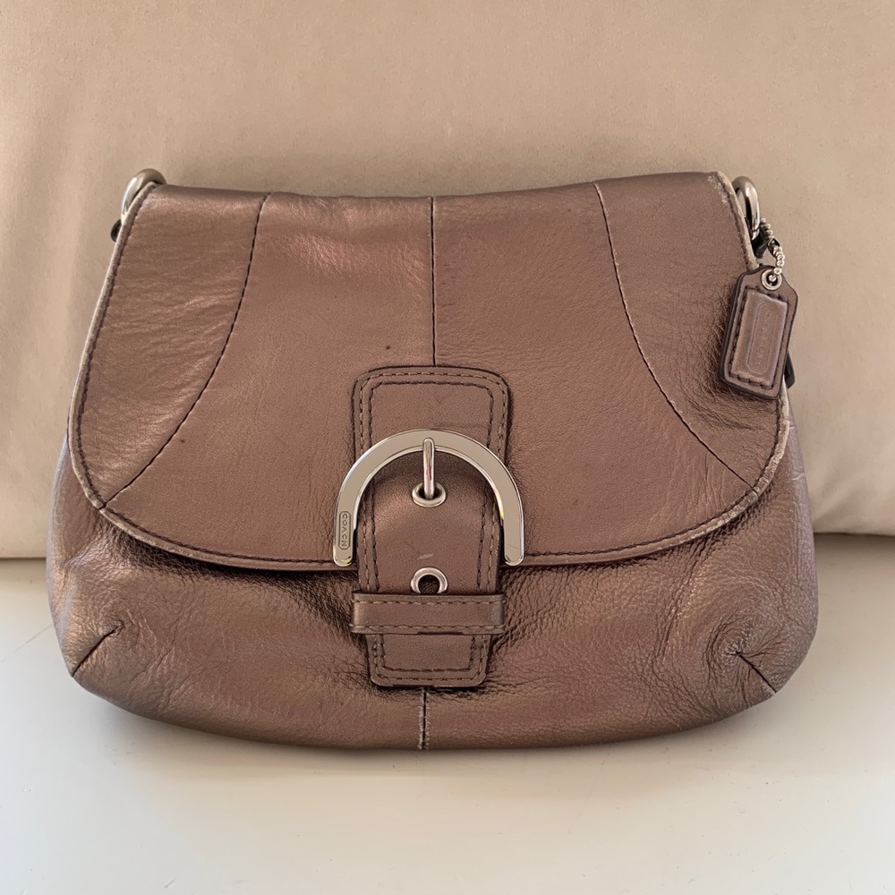 Coach Bronze Metalic Leather Shoulder Bag